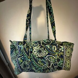 Vera Bradley Navy and Green Paisley Large Duffel Bag